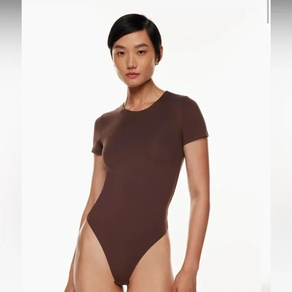 Babaton Contour Crew Shortsleeve Bodysuit (Rich Mocha Brown)- XL. Never worn. - Picture 2 of 5